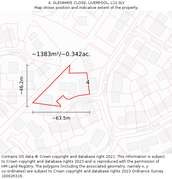 4, GLENMAYE CLOSE, LIVERPOOL, L12 0LY: Plot and title map