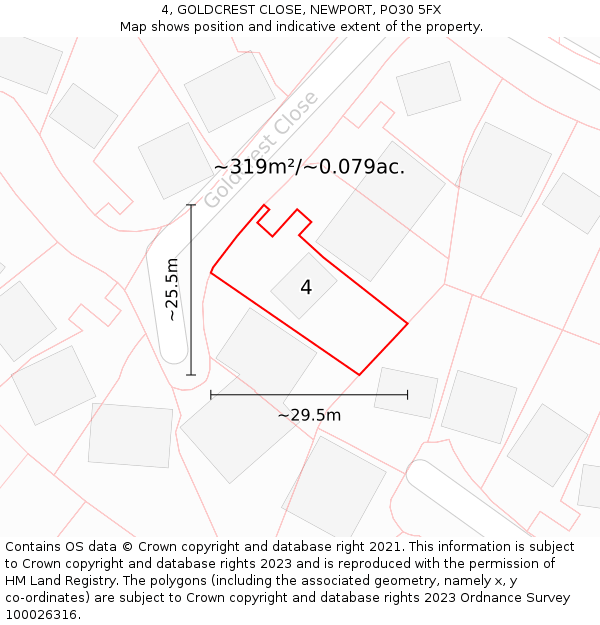 4, GOLDCREST CLOSE, NEWPORT, PO30 5FX: Plot and title map