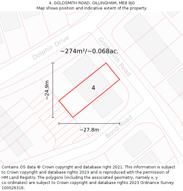 4, GOLDSMITH ROAD, GILLINGHAM, ME8 9JG: Plot and title map