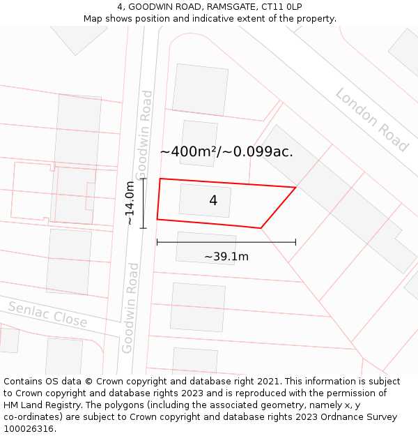 4, GOODWIN ROAD, RAMSGATE, CT11 0LP: Plot and title map