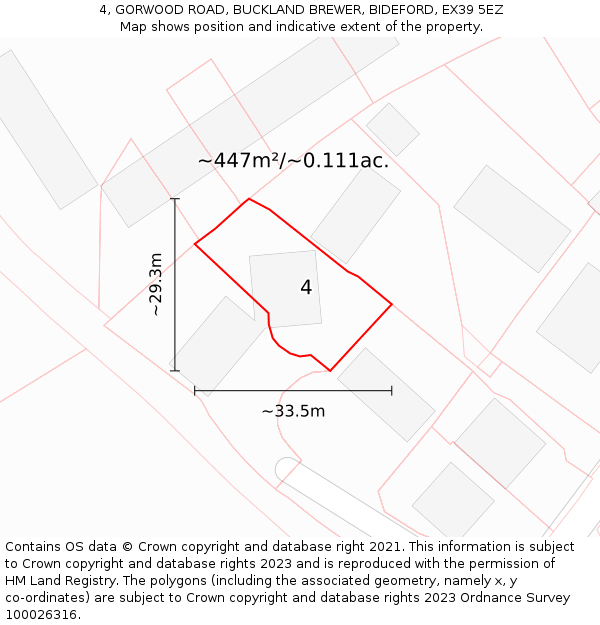 4, GORWOOD ROAD, BUCKLAND BREWER, BIDEFORD, EX39 5EZ: Plot and title map