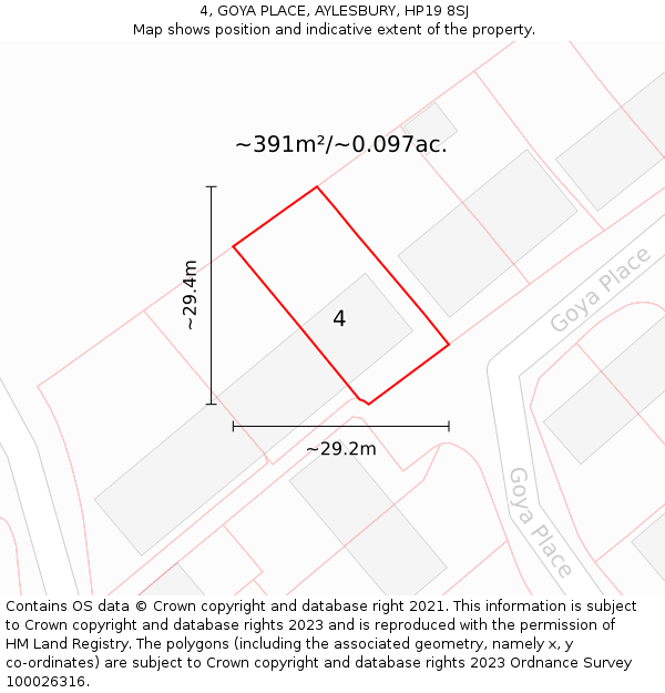 4, GOYA PLACE, AYLESBURY, HP19 8SJ: Plot and title map