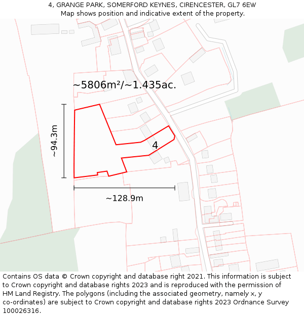 4, GRANGE PARK, SOMERFORD KEYNES, CIRENCESTER, GL7 6EW: Plot and title map