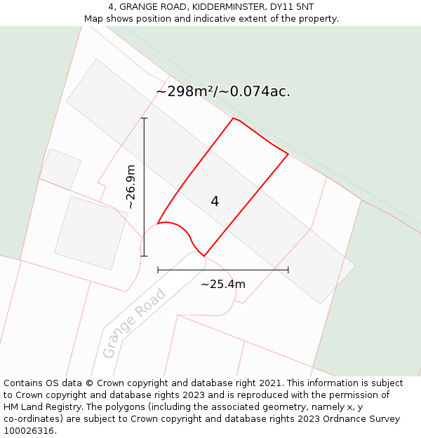 4, GRANGE ROAD, KIDDERMINSTER, DY11 5NT: Plot and title map