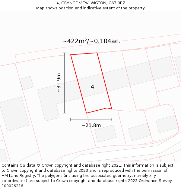 4, GRANGE VIEW, WIGTON, CA7 9EZ: Plot and title map