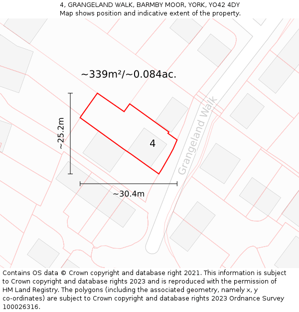 4, GRANGELAND WALK, BARMBY MOOR, YORK, YO42 4DY: Plot and title map