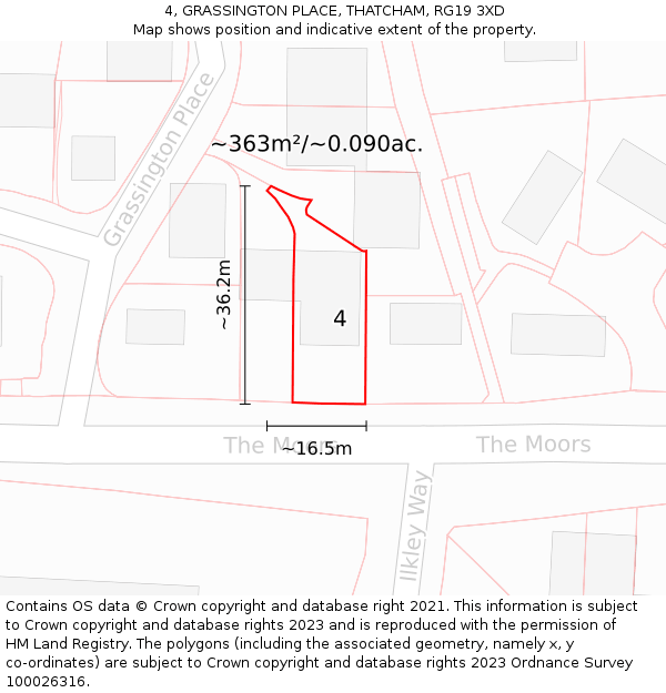 4, GRASSINGTON PLACE, THATCHAM, RG19 3XD: Plot and title map