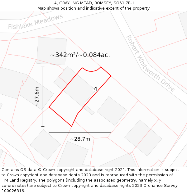 4, GRAYLING MEAD, ROMSEY, SO51 7RU: Plot and title map