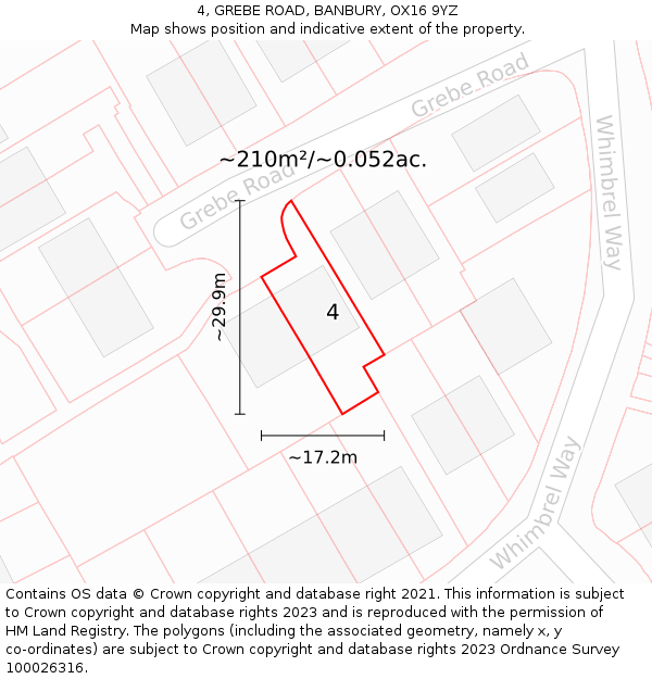 4, GREBE ROAD, BANBURY, OX16 9YZ: Plot and title map