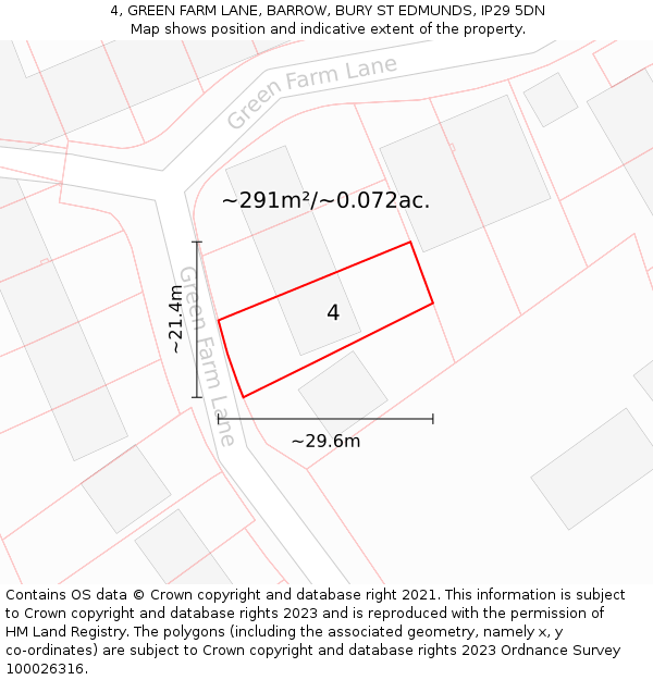 4, GREEN FARM LANE, BARROW, BURY ST EDMUNDS, IP29 5DN: Plot and title map