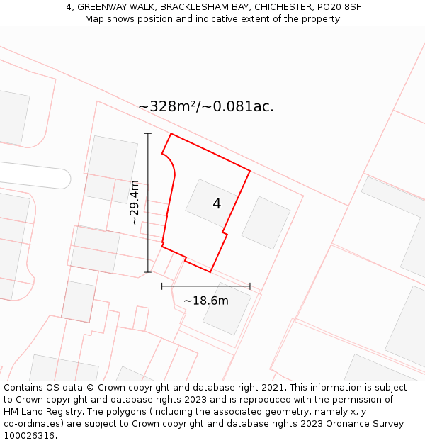 4, GREENWAY WALK, BRACKLESHAM BAY, CHICHESTER, PO20 8SF: Plot and title map