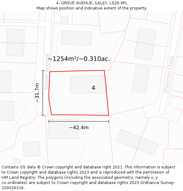 4, GROVE AVENUE, ILKLEY, LS29 9PL: Plot and title map