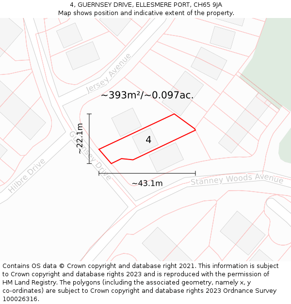 4, GUERNSEY DRIVE, ELLESMERE PORT, CH65 9JA: Plot and title map