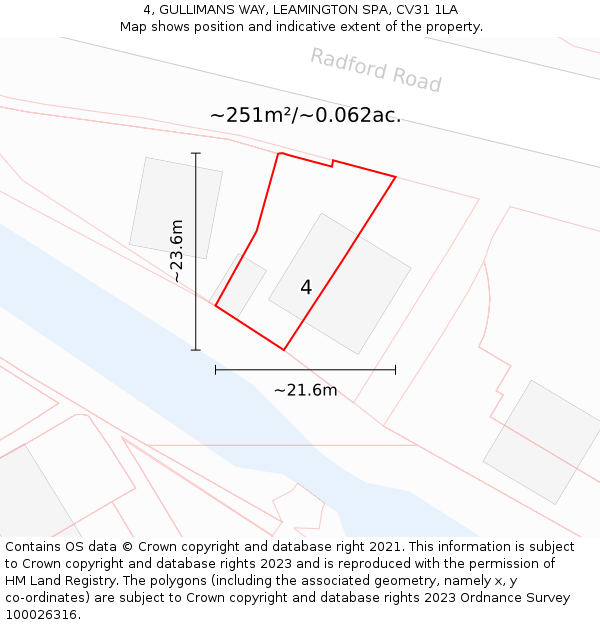 4, GULLIMANS WAY, LEAMINGTON SPA, CV31 1LA: Plot and title map