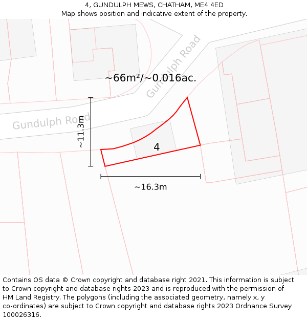 4, GUNDULPH MEWS, CHATHAM, ME4 4ED: Plot and title map