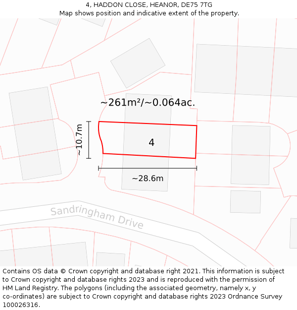 4, HADDON CLOSE, HEANOR, DE75 7TG: Plot and title map