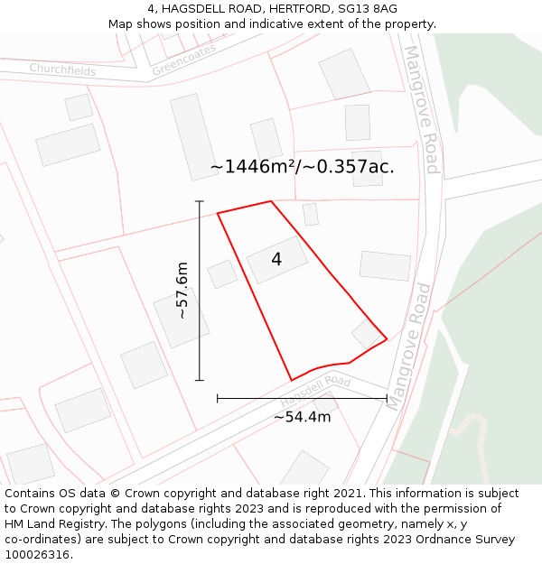 4, HAGSDELL ROAD, HERTFORD, SG13 8AG: Plot and title map