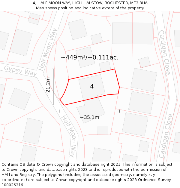 4, HALF MOON WAY, HIGH HALSTOW, ROCHESTER, ME3 8HA: Plot and title map