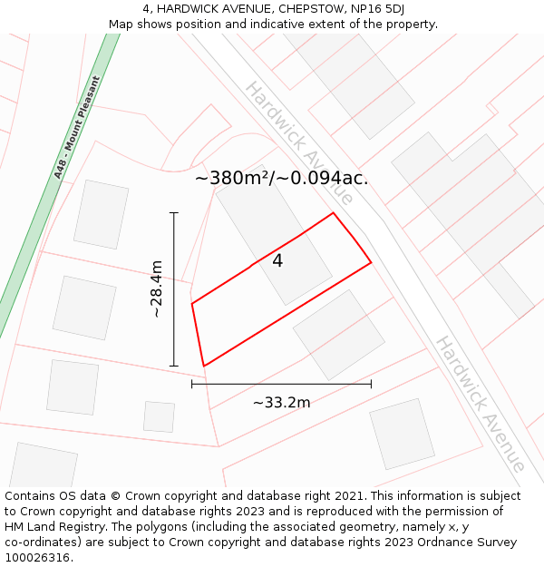 4, HARDWICK AVENUE, CHEPSTOW, NP16 5DJ: Plot and title map