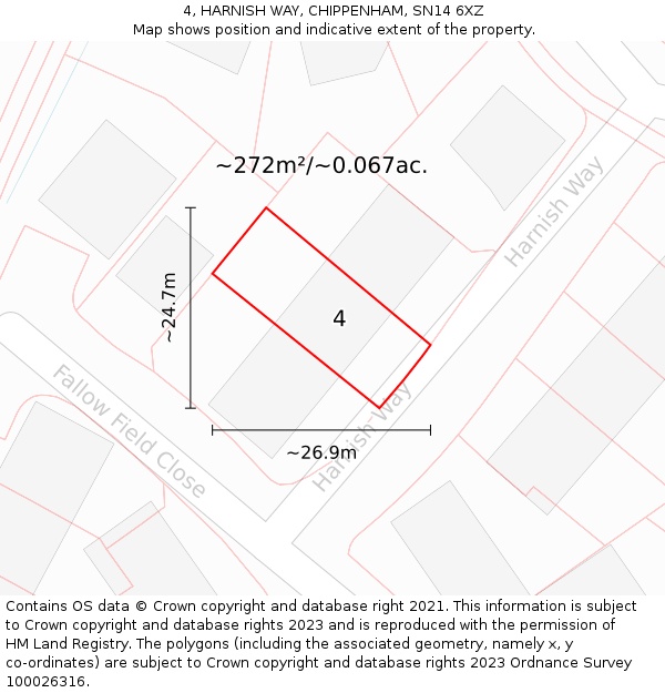 4, HARNISH WAY, CHIPPENHAM, SN14 6XZ: Plot and title map