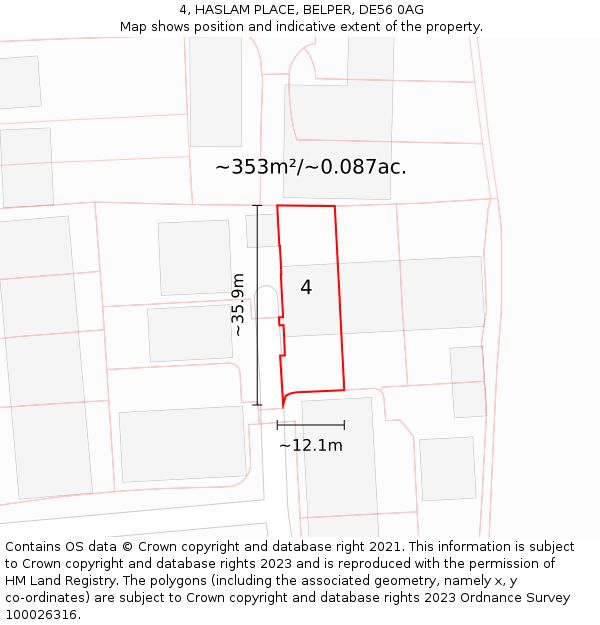 4, HASLAM PLACE, BELPER, DE56 0AG: Plot and title map