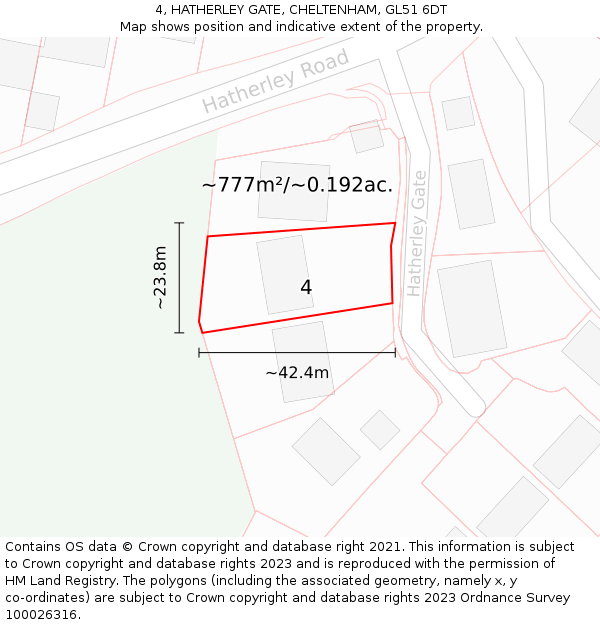 4, HATHERLEY GATE, CHELTENHAM, GL51 6DT: Plot and title map