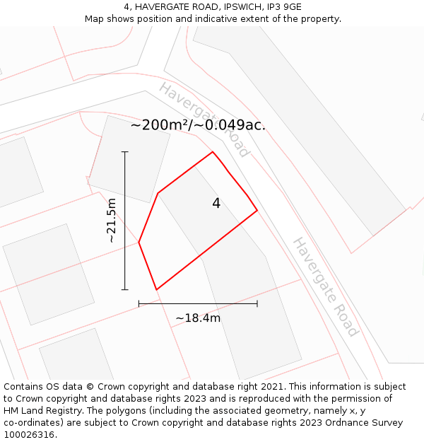 4, HAVERGATE ROAD, IPSWICH, IP3 9GE: Plot and title map