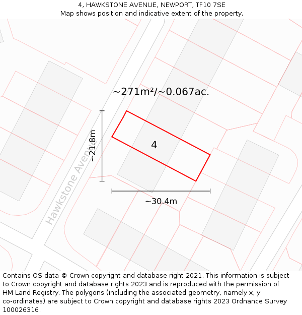 4, HAWKSTONE AVENUE, NEWPORT, TF10 7SE: Plot and title map