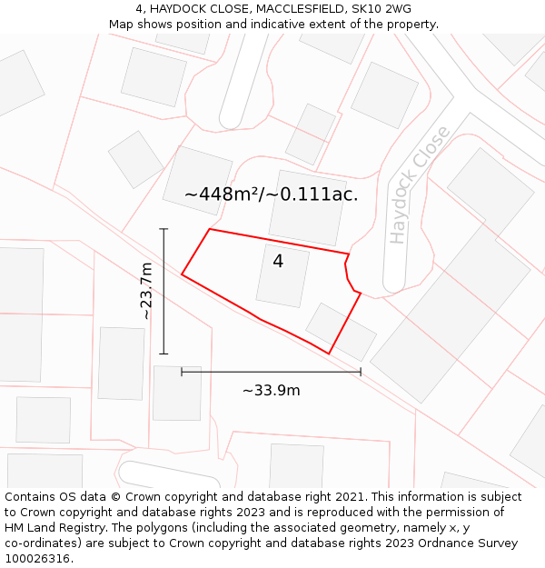 4, HAYDOCK CLOSE, MACCLESFIELD, SK10 2WG: Plot and title map