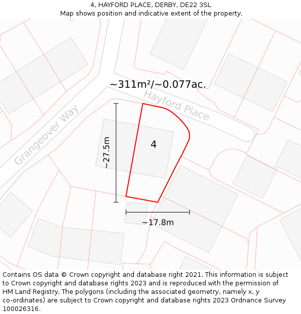4, HAYFORD PLACE, DERBY, DE22 3SL: Plot and title map