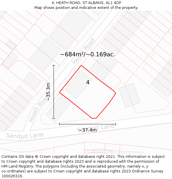 4, HEATH ROAD, ST ALBANS, AL1 4DP: Plot and title map