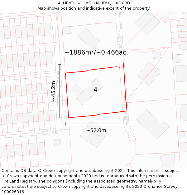 4, HEATH VILLAS, HALIFAX, HX3 0BB: Plot and title map