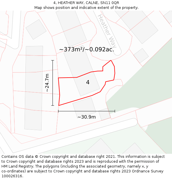 4, HEATHER WAY, CALNE, SN11 0QR: Plot and title map