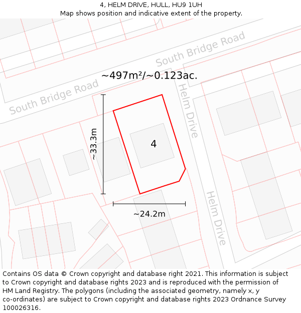 4, HELM DRIVE, HULL, HU9 1UH: Plot and title map