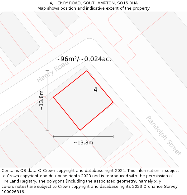4, HENRY ROAD, SOUTHAMPTON, SO15 3HA: Plot and title map
