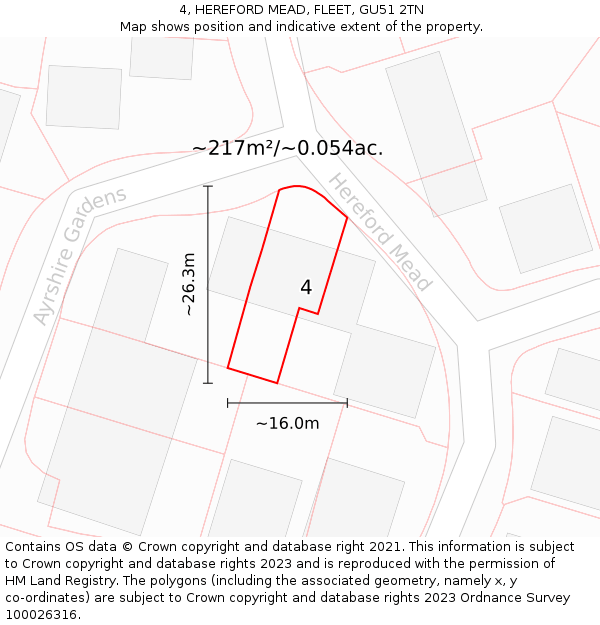 4, HEREFORD MEAD, FLEET, GU51 2TN: Plot and title map