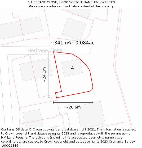 4, HERITAGE CLOSE, HOOK NORTON, BANBURY, OX15 5FS: Plot and title map