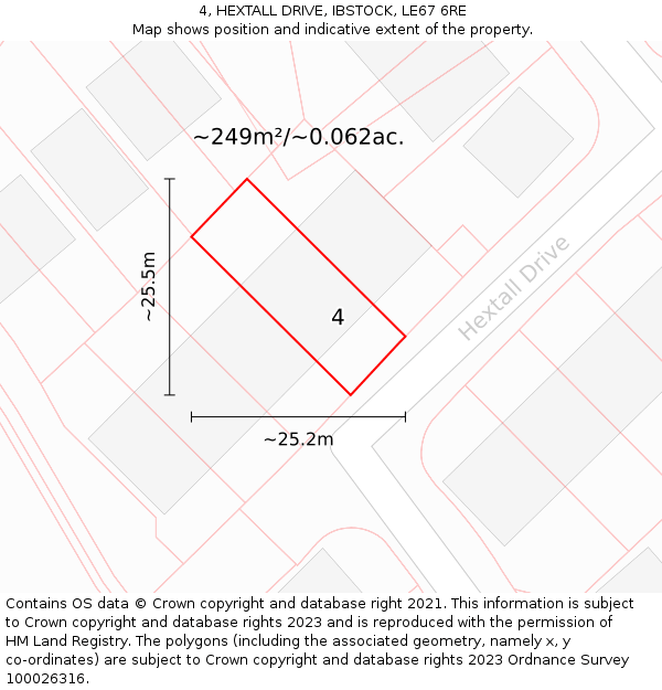 4, HEXTALL DRIVE, IBSTOCK, LE67 6RE: Plot and title map