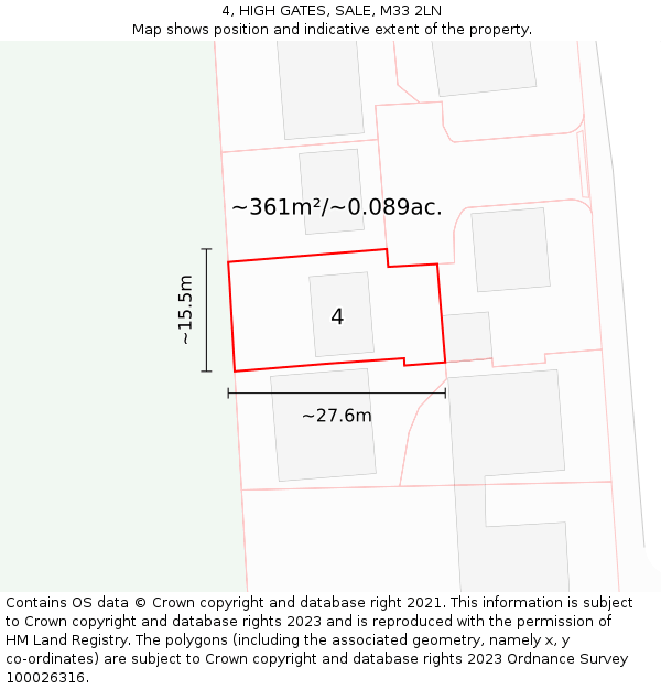 4, HIGH GATES, SALE, M33 2LN: Plot and title map