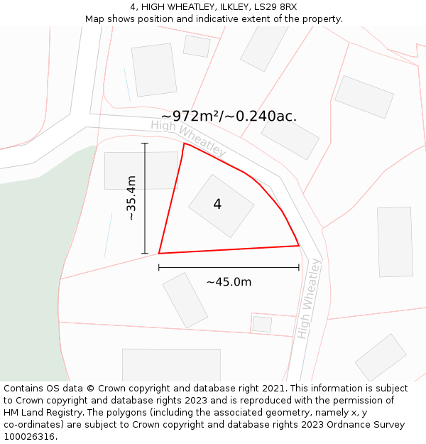 4, HIGH WHEATLEY, ILKLEY, LS29 8RX: Plot and title map