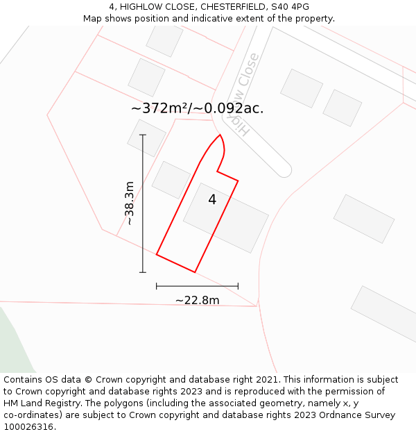 4, HIGHLOW CLOSE, CHESTERFIELD, S40 4PG: Plot and title map