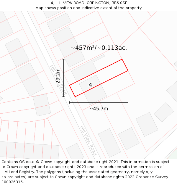 4, HILLVIEW ROAD, ORPINGTON, BR6 0SF: Plot and title map