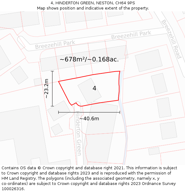 4, HINDERTON GREEN, NESTON, CH64 9PS: Plot and title map