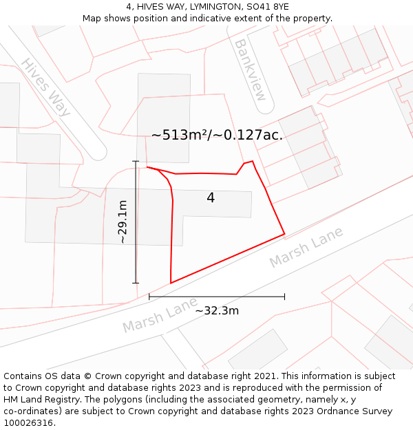 4, HIVES WAY, LYMINGTON, SO41 8YE: Plot and title map