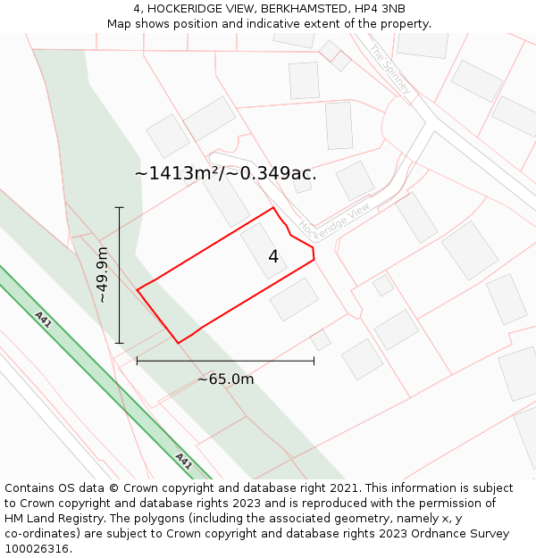 4, HOCKERIDGE VIEW, BERKHAMSTED, HP4 3NB: Plot and title map