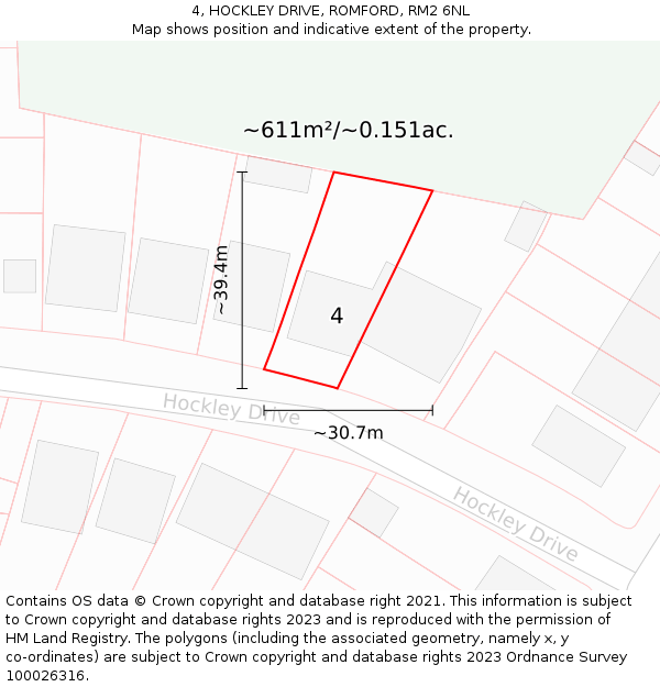 4, HOCKLEY DRIVE, ROMFORD, RM2 6NL: Plot and title map