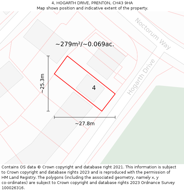 4, HOGARTH DRIVE, PRENTON, CH43 9HA: Plot and title map