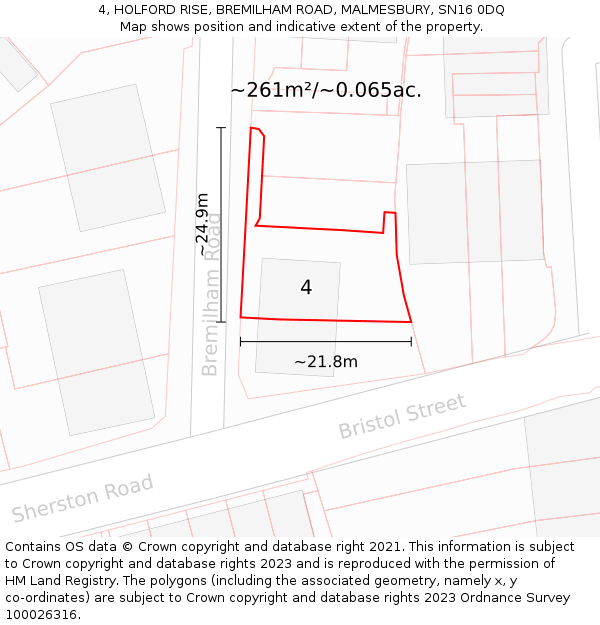 4, HOLFORD RISE, BREMILHAM ROAD, MALMESBURY, SN16 0DQ: Plot and title map