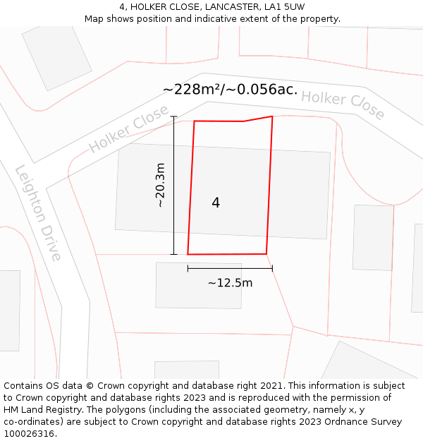 4, HOLKER CLOSE, LANCASTER, LA1 5UW: Plot and title map