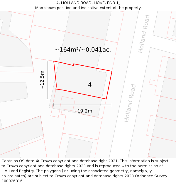 4, HOLLAND ROAD, HOVE, BN3 1JJ: Plot and title map